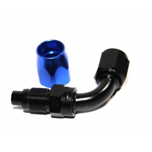 AN-6 AN6 90&deg; Deg Swivel Fuel Oil Gas Line Hose End Fitting Adapter BLACK/BLUE